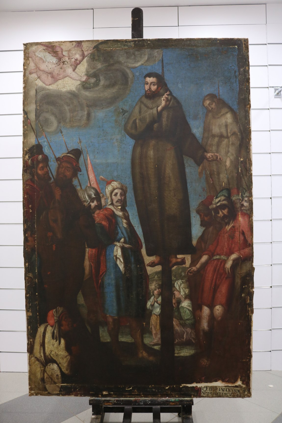 ANTES-Restauración Pintura óleo sobre lienzo. Pedro y Antonio, franciscanos de Georgia. Iglesia Santa Maria